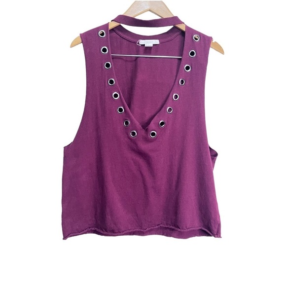 Forever 21 Burgundy Deep Vneck Top Size Large - Picture 1 of 6
